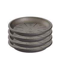Set van 4x stuks water opvangschaal bakje Planten/bloempot antraciet grijs rond 24 cm