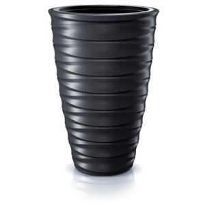 Prosperplast Plantenpot Design Waves - kunststof - antraciet - D38 cm