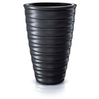 Prosperplast Plantenpot Design Waves - kunststof - antraciet - D38 cm - thumbnail