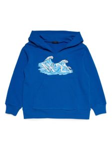 Nº21 Kids hoodie en coton à logo imprimé - Bleu