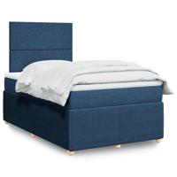 Boxspring met matras stof blauw 120x190 cm