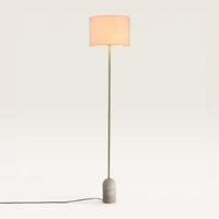 Staande lamp Valira travertino - Met een kap van linnen en voet van travertin - Voor binnen - Zonder lichtbron