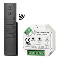 LED dimmer/ontvanger - Draadloos - Incl. 5-kanaals zwarte afstandsbediening - Geschikt voor inbouw & opbouw - Maximaal 400 Watt