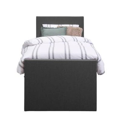 Boxspring met opbergruimte en voetbord Liv egaal - antraciet - 90x200cm - Leen Bakker