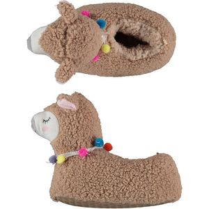 Kinder dieren pantoffels/sloffen alpaca taupe maat 27-28