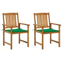 Tuinstoelen 2 st met kussens massief acaciahout