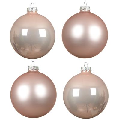Decoris Kerstballen - 4x stuks - lichtroze - glas - 10 cm