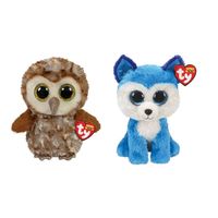 Ty - Knuffel - Beanie Buddy - Percy Owl & Prince Husky - thumbnail