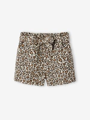 Short voor meisjes van twill met riem om te knopen vanille