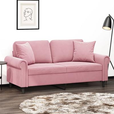 Tweezitsbank met sierkussens 140 cm fluweel roze
