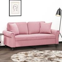 Tweezitsbank met sierkussens 140 cm fluweel roze
