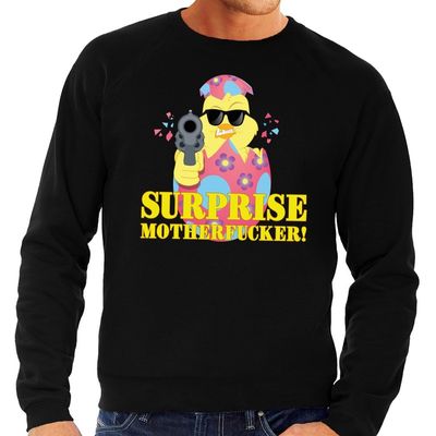 Foute paas sweater zwart surprise motherfucker voor heren