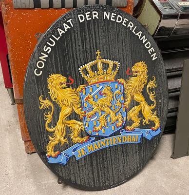 Consulaat Der Nederlanden Emaille Bord - Langcat Origineel 91 x 75 cm