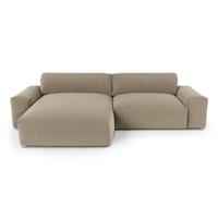 Bank links hoek 4 zits geweven stof soft touch taupe 310cm - thumbnail