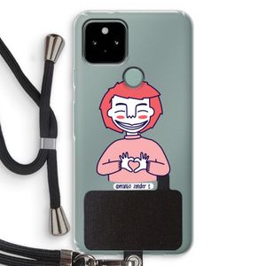 Hartje: Pixel 5 Transparant Hoesje met koord