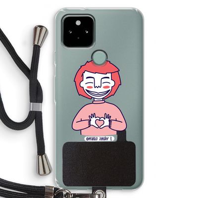 Hartje: Pixel 5 Transparant Hoesje met koord