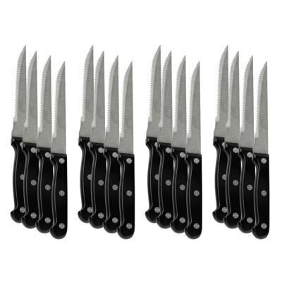 Urban Living Steakmessen - 16x - kartelrand - RVS - zwart handvat - 28 cm - scherpe messen