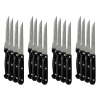 Urban Living Steakmessen - 16x - kartelrand - RVS - zwart handvat - 28 cm - scherpe messen