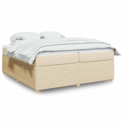Boxspring met matras stof crèmekleurig 200x200 cm