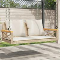 Schommelbank met kussens 109x62x40 cm poly rattan beige - thumbnail