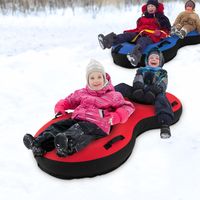 2-Zits 200 cm Sneeuwslee Hoogwaardige Rubberen Binnenband Stijve Basis Trekband Opblaaspomp voor Kinderen Volwassenen Rood - thumbnail