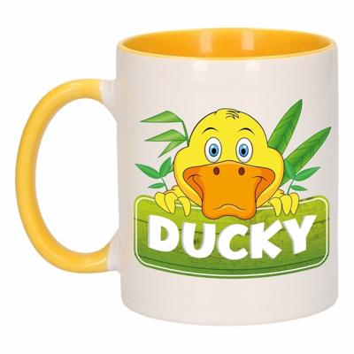 Ducky mok - geel/wit - keramiek - 300 ml - kinder beker eend