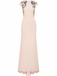 Oscar de la Renta robe longue à ornements de perles - Rose