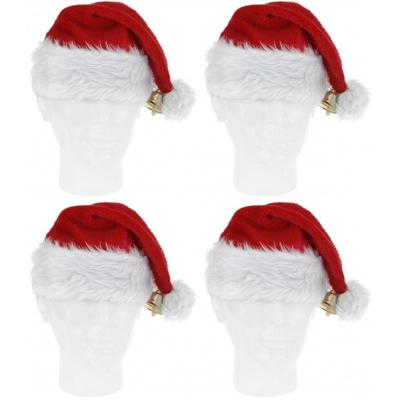 Pluche Kerstmuts - 4x - met bel - voor volwassenen - 57 cm