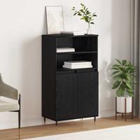 Highboard met plank met opslag met de deur Zwart 60 x 36 x 110 cm Bewerkt hout