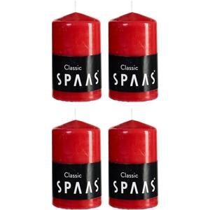 Cilinderkaars/stompkaars - rood - 4x - 6 x 10 cm - 25 branduren