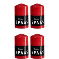 Cilinderkaars/stompkaars - rood - 4x - 6 x 10 cm - 25 branduren - thumbnail