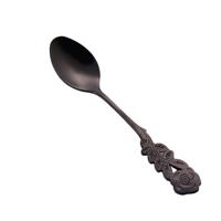 Kleine mini roestvrijstaal Rose Flower koffie lepel Strring lepel theelepel theelepel dessert lepel lange handvat servies (zwart goud)
