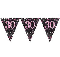 Happy Birthday vlaggenlijn 30 jaar sparkling pink