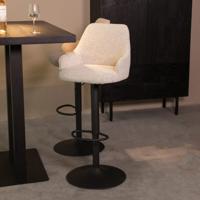 LABEL51 Barkruk Fender - Wit - Boucle - Zithoogte 64-84