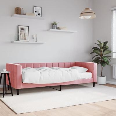 Slaapbank met matras 80x200 cm fluweel roze