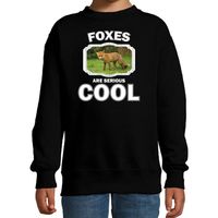 Dieren bruine vos sweater zwart kinderen - foxes are cool trui jongens en meisjes - thumbnail