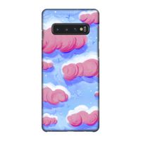 Roze wolken met vogels: Samsung Galaxy S10 4G Volledig Geprint Hoesje