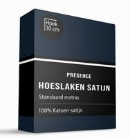 Hoeslaken Katoen Satijn Uni - Navy - 90x200cm - Blauw - Presence - Dekbed-Discounter.nl