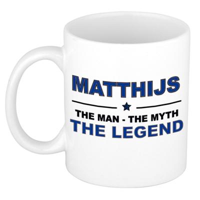 Matthijs cadeau mok - man myth legend - naam koffiemok / beker - wit en blauw - 300 ml Matthijs cadeau mok - man myth legend - naam koffiemok / beker - wit en blauw - 300 ml