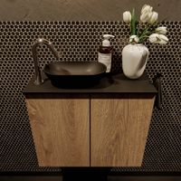 Mondiaz Fowy toiletmeubel 60cm washed oak met blad en waskom urban links 1 kraangat