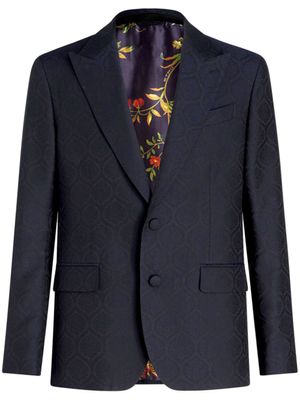 ETRO blazer boutonné à revers pointus - Bleu