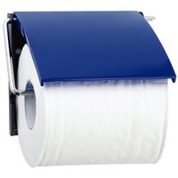 Toiletrolhouder wand/muur - metaal met afdekklepje - donkerblauw - thumbnail