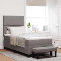 Boxspring bed met matras met hoofdeinde Taupe 100 x 200 cm Stof Boxspring bed met matras met hoofdeinde Taupe 100 x 200 cm Stof