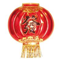 Chinese wanddecoratie schild - 54 x 60 cm - Chinees feest thema versiering - rood - kunststof