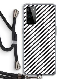 Strepen zwart-wit: OnePlus 9 Pro Transparant Hoesje met koord