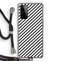 Strepen zwart-wit: OnePlus 9 Pro Transparant Hoesje met koord