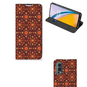 OnePlus Nord 2 5G Hoesje met Magneet Batik Brown