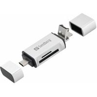 Sandberg Card Reader USB-C+USB+MicroUSB geheugenkaartlezer Zilver - thumbnail