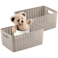 Opbergmand - 2x - Kastmand - rotan kunststof - beige - 6 Liter - 19 x 29 x 13 cm - thumbnail