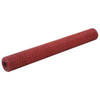 Kippengaas 25x1,2 m staal met PVC coating rood